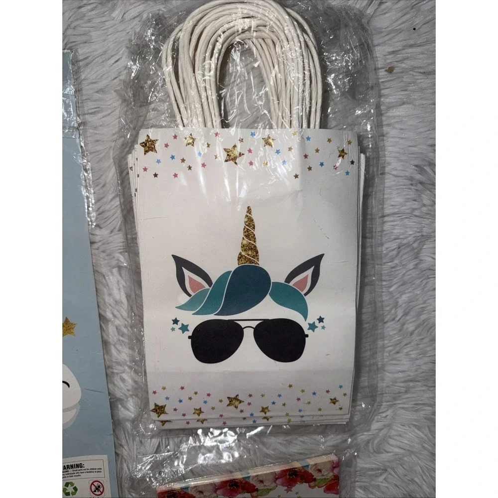 Unicorn Birthday Party Supplies Set Tablecloths Plates Banner Headband Bags Lot